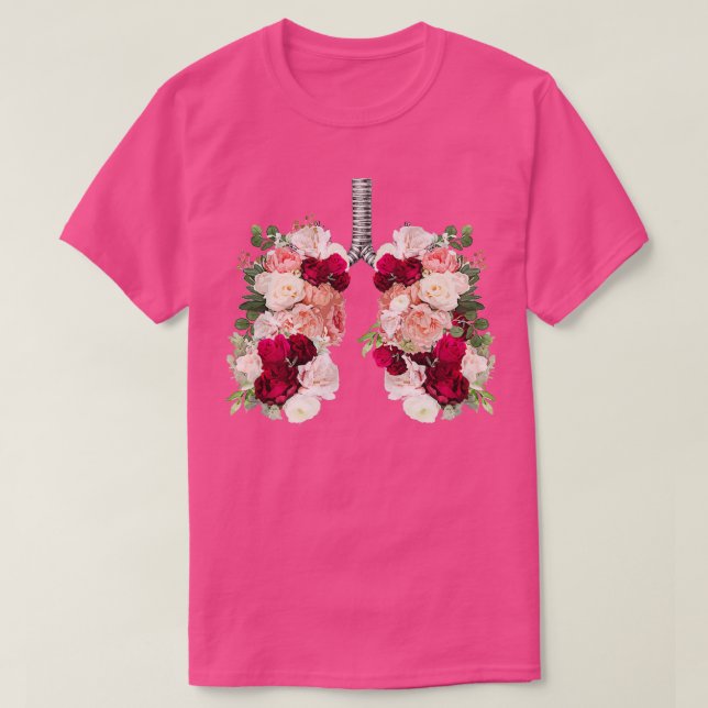 T-shirt lungsbloom roses rouges anatomie aquarelle (Design devant)
