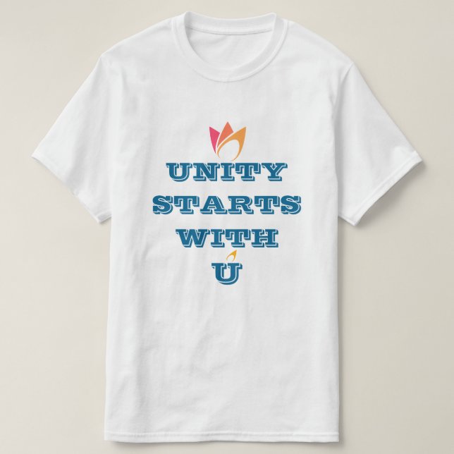 T-shirt L'UNITÉ COMMENCE AVEC VOUS (feu orange à rose) per (Design devant)