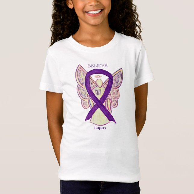 T-Shirt Lupus Purple Sensibilisation Ribbon Angel Custom S (Devant)