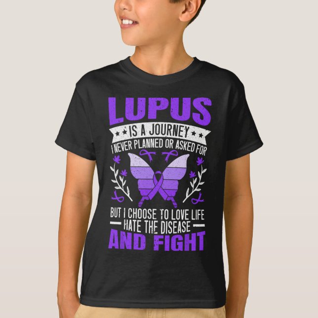 T-shirt Lupus Sensibilisation Papillon Porter Violet SLE A (Devant)