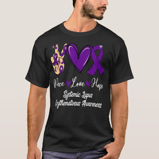 T-shirt Lupus systémique Erythematosus Paix Aimer l'espoir (Devant)