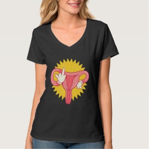 T-shirt L'utérus féministe en colère montre le doigt moyen