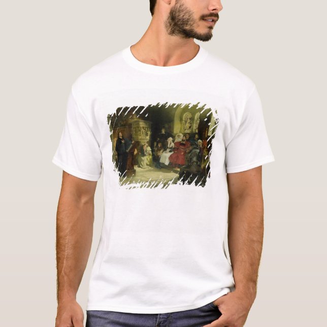 T-shirt Luther prêche utilisant sa traduction de bible (Devant)