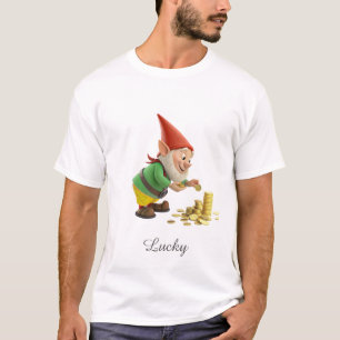 T-shirt Lutin chanceux avec pièces d'or et texte