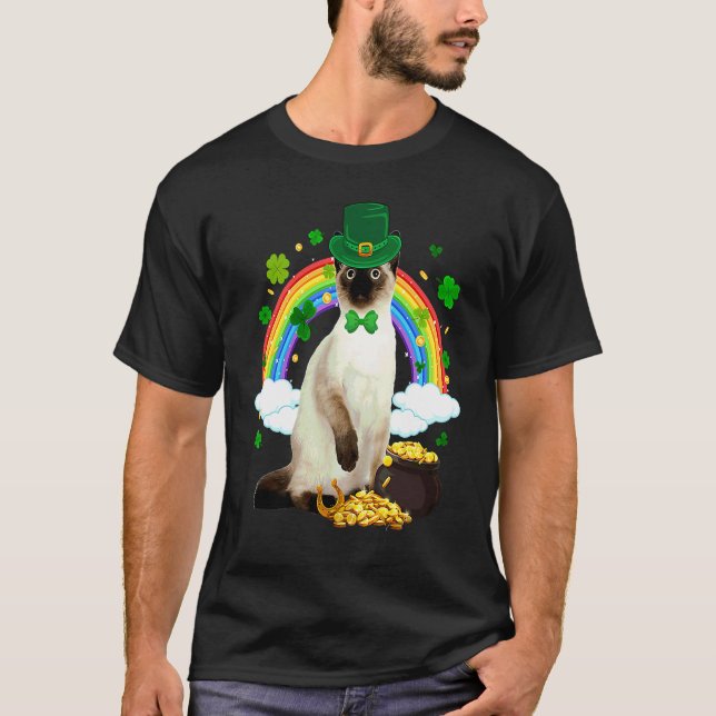 T-shirt Lutin Chat Siamois Trèfle C Saint Patrick  (Devant)