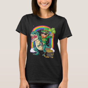 T-shirt Lutin chevauchant un dinosaure Saint-Patrick garço