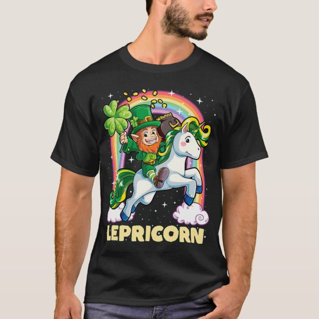 T-shirt Lutin chevauchant une licorne (Devant)