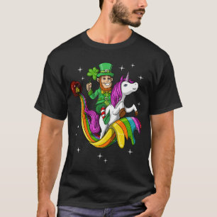 T-shirt Lutin chevauchant une licorne St Patricks