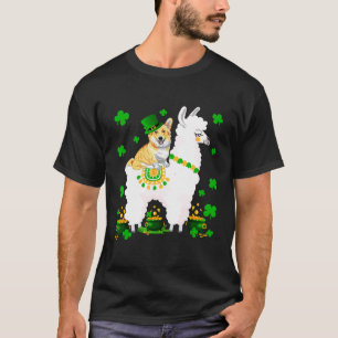 T-shirt Lutin Corgi Chien à cheval sur Lama Saint-Patrick