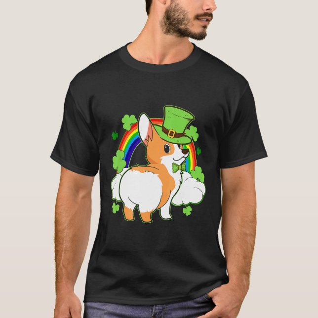 T-shirt Lutin Corgi Saint-Patrick Journee du peuple irland (Devant)