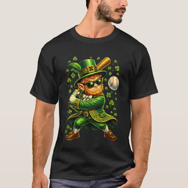 T-shirt Lutin de baseball receveur Shamrock St. Patrick (Devant)