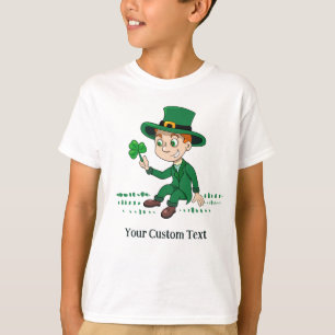 T-shirt Lutin de dessin animé mignon avec trèfle et arc-en