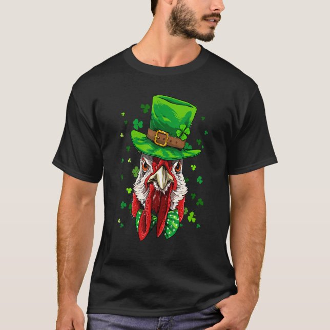 T-shirt Lutin de la Saint-Patrick poulet C trèfle Iri (Devant)