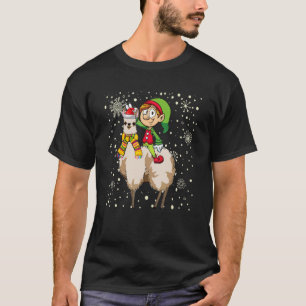 T-shirt Lutin de Noël à cheval sur un lama Pyjama Santa po