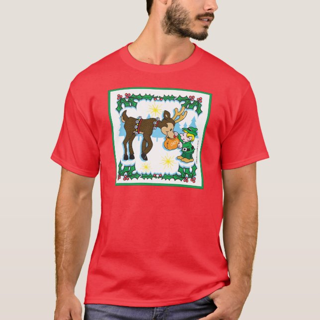 T-shirt Lutin de Noël et renne (Devant)