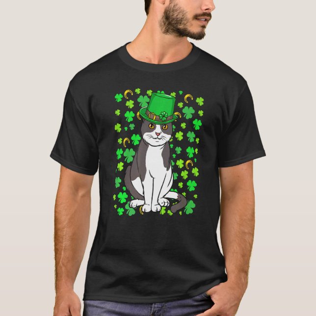 T-shirt Lutin Drôle Chat Trèfle Jour Saint Patrick 202 (Devant)