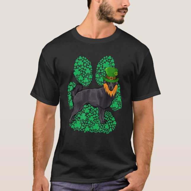 T-shirt Lutin Schipperke Saint-Patrick Trèfle Patte (Devant)