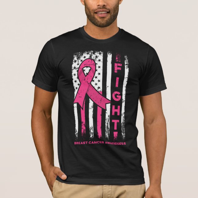 T-shirt Lutte contre le cancer du sein avec drapeau (Devant)