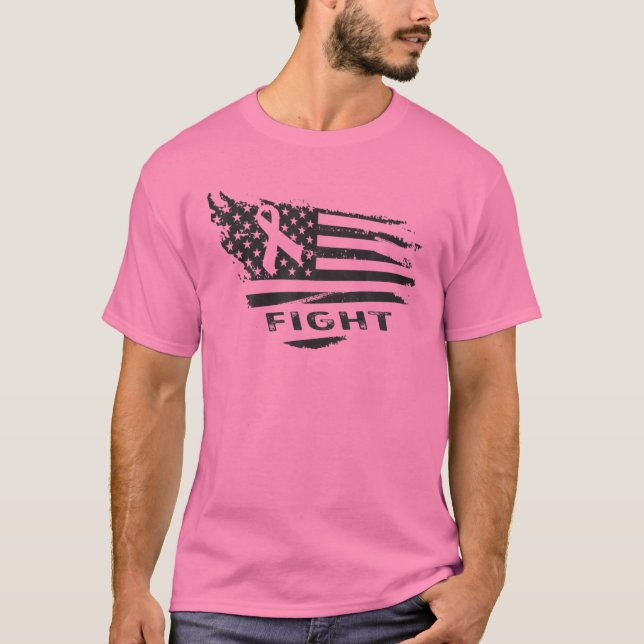 T-shirt Lutte contre le cancer du sein Drapeau américain r (Devant)