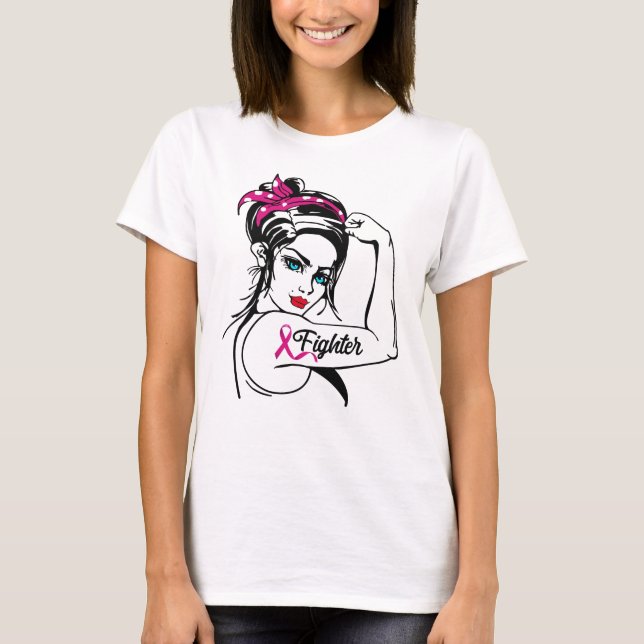T-shirt Lutte contre le cancer du sein Rosie Le Riveter Ro (Devant)