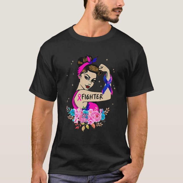 T-shirt Lutte contre le cancer du sein Rosie Riveter Pink  (Devant)