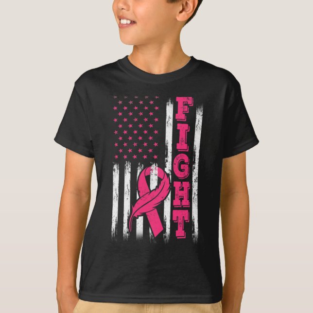 T-shirt Lutte contre le ruban rose Drapeau Sensibilisation (Devant)