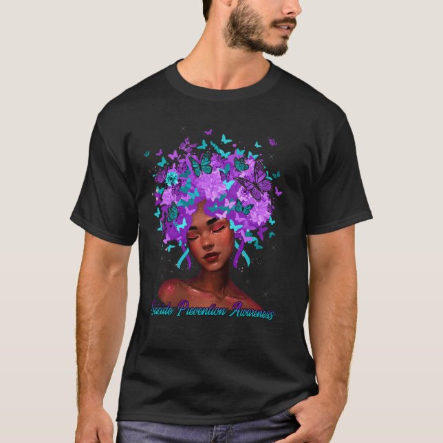 T-shirt Lutte Contre Le Suicide Turquoise Et Violet Des Pa (Devant)