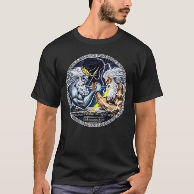 T-shirt Lutte contre les bras de Zeus contre Poseidon (Devant)