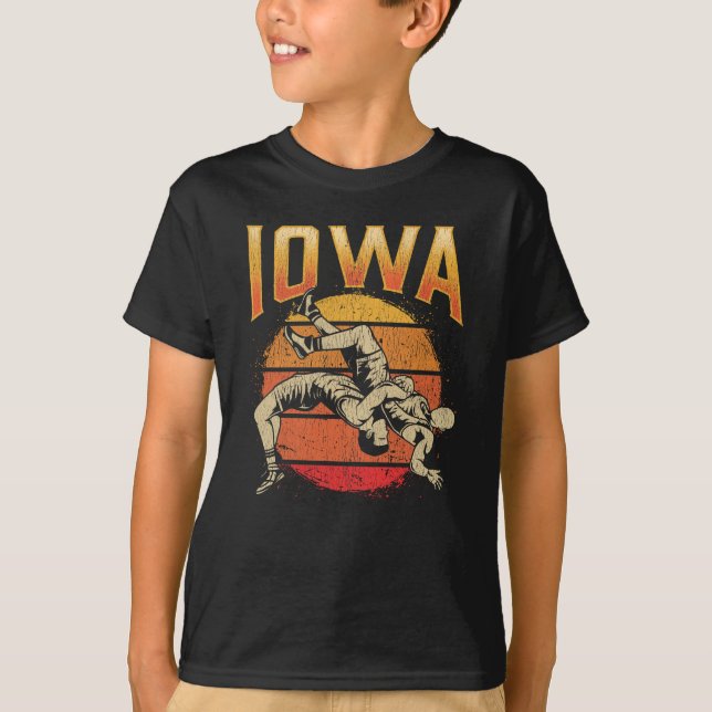 T-shirt Lutte contre les lutteurs sportifs de l'Iowa Rétro (Devant)