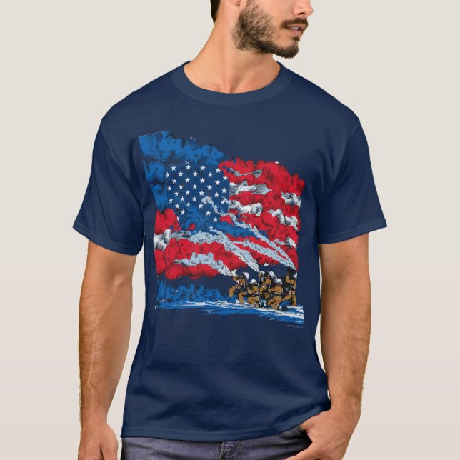 T-shirt Lutte contre l'incendie USA Drapeau Cool patriotiq (Devant)