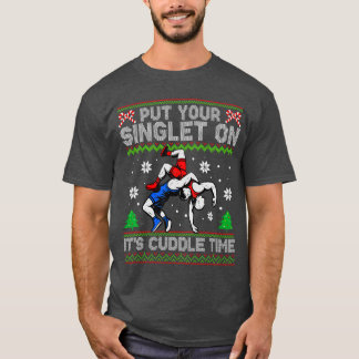 T-shirt Lutte Mets Ton Singlet Sur Le Lutteur De Noël X