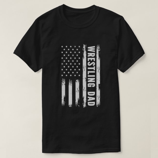 T-shirt Lutte papa Drapeau Américain Lutteurs Grunge Retro (Design devant)
