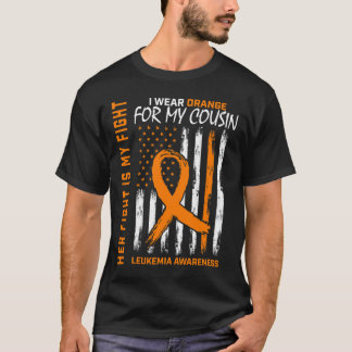 T-shirt Lutte Porter Orange Cousin Leucémie Cancer Sensibi