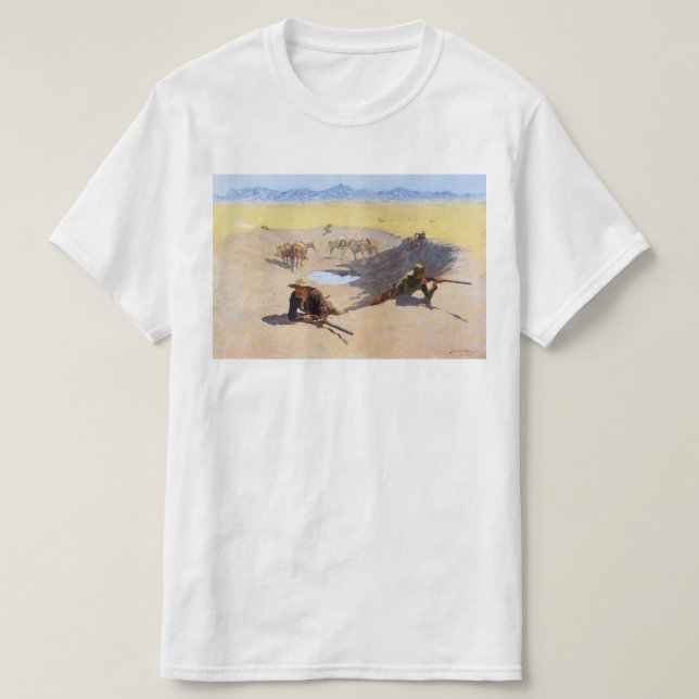 T-shirt Lutte pour le trou d'eau ~ Frederic Remington (Design devant)