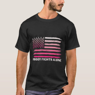 T-shirt Lutte seul cancer du sein Drapeau américain Ruban