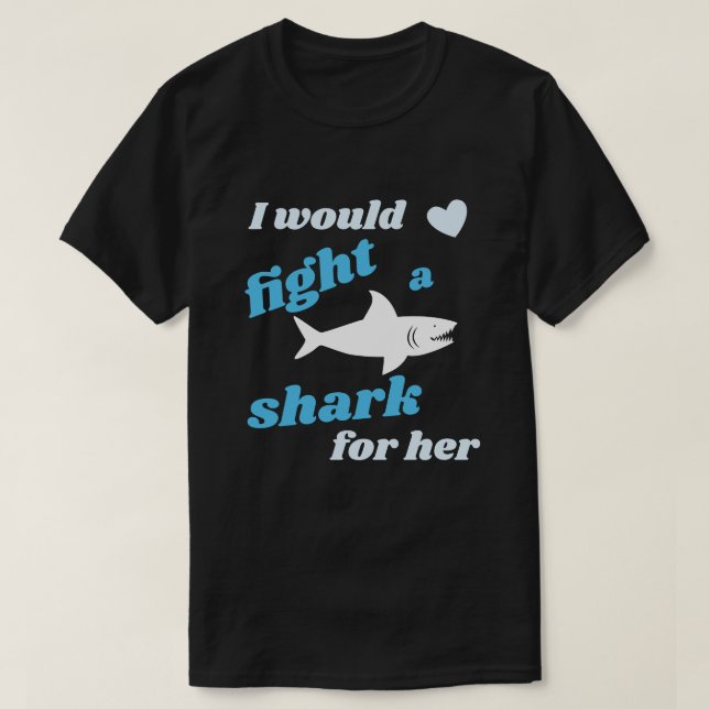 T-shirt Lutter contre le requin pour son amour Saint Valen (Design devant)