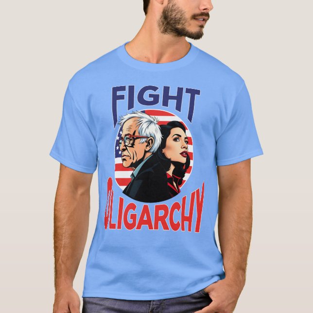 T-shirt Lutter contre l'oligarchie Bernie Sanders & AOC To (Devant)