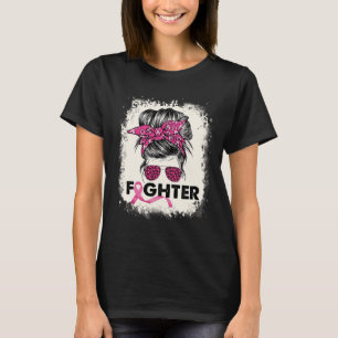T-shirt Lutter Messy Bun Breast Sensibilisation au cancer