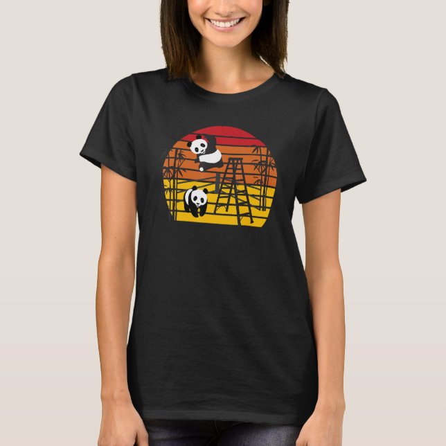 T-shirt Lutter Pandas chinois Bambou mangeant des animaux (Devant)