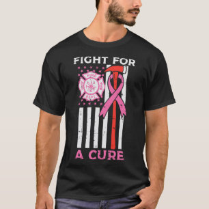 T-shirt Lutter Pour Un Pompier Cure Us Drapeau Cancer Du S