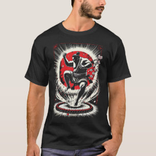 T-shirt Lutteur de Sumo sous la Lune Rouge, Art d'Anime Ja