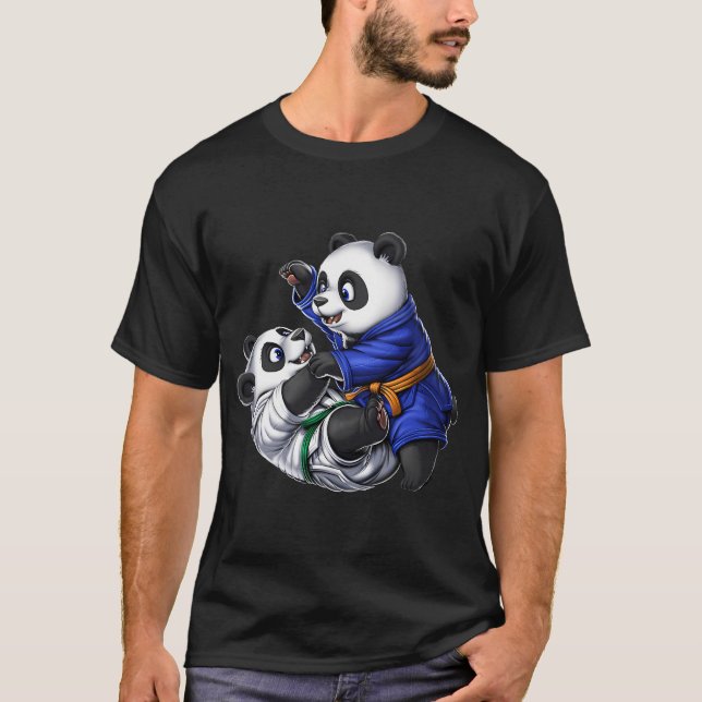 T-shirt Lutteurs de Jiu-Jitsu ours pandas (Devant)