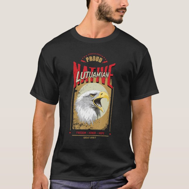 T-shirt Lutuamian Amérindien Aigle Spirit Vintage Hon (Devant)