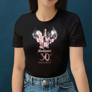 T-shirt Luxe 30e anniversaire Champagne rose noir