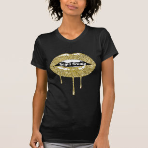T-shirt Luxe Beauté Dorée Glamour Paillettes Lèvres qui Dé