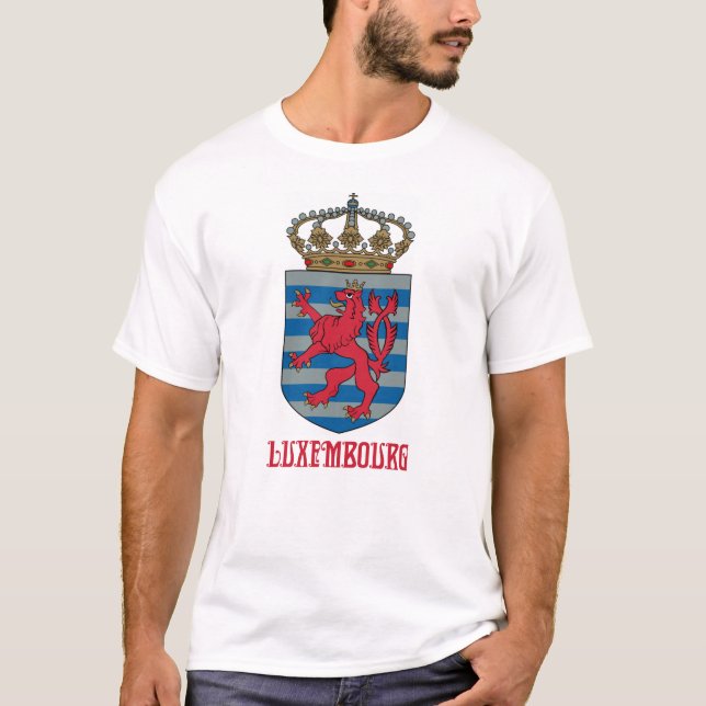 T-SHIRT LUXEMBOURG - CARTE/LOGO/DRAPEAU/COULEURS/CRÈTE (Devant)