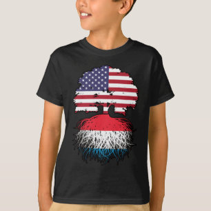 T-shirt Luxembourg États-Unis États-Unis Drapeau Roses