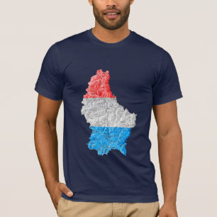 T-shirt Luxembourg Flagcolor Map