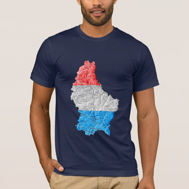 T-shirt Luxembourg Flagcolor Map (Devant)