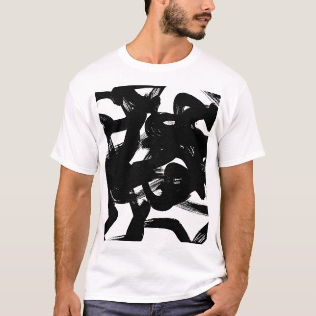 T-shirt Luxueux Gold Art : Abstrait Black Stroke. (Devant)